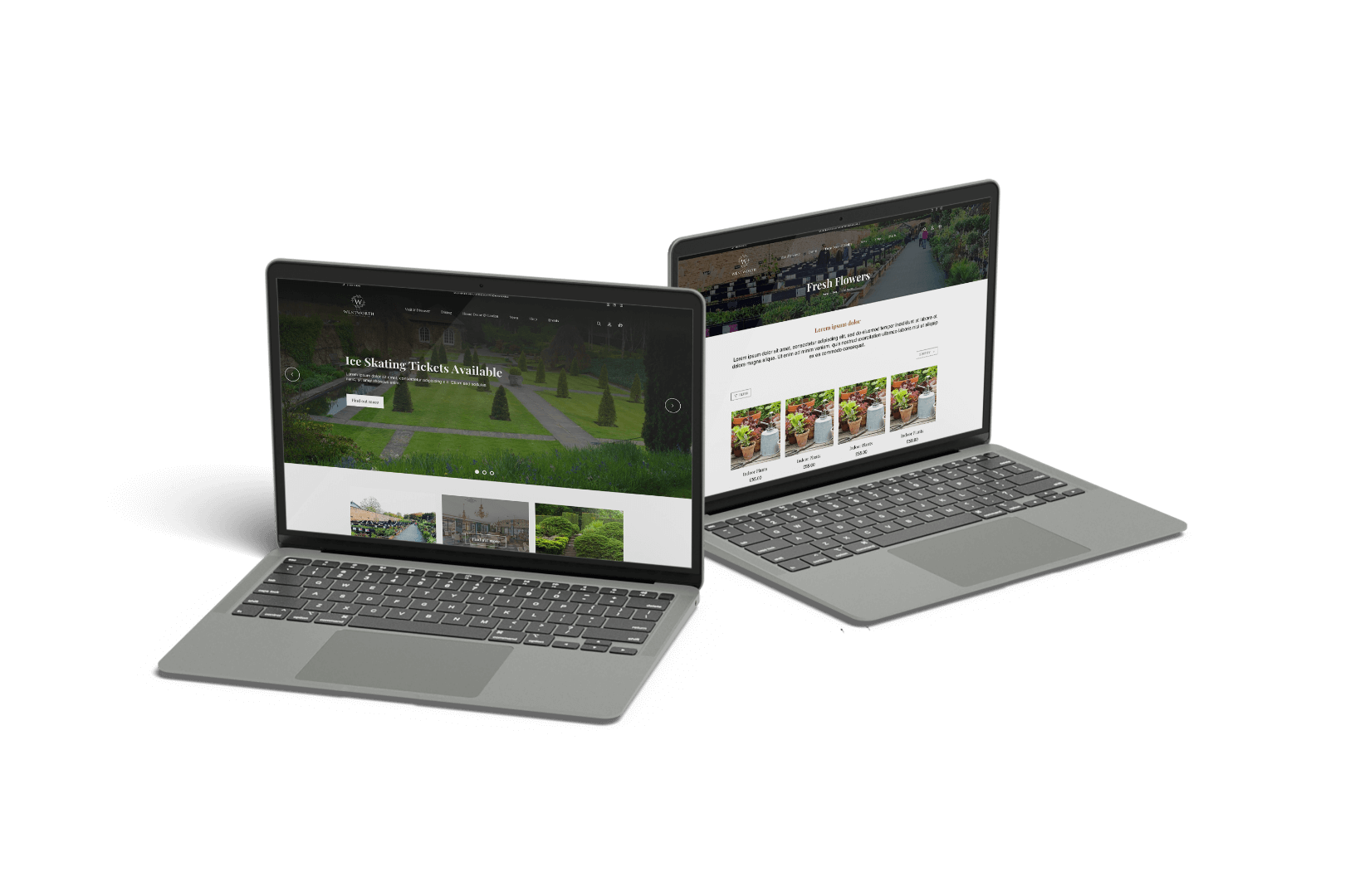 Wentworth Garden Centre UI mockup on laptops